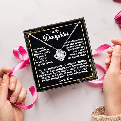 Daughter Love Knot Necklace From Dad With Heartfelt Message