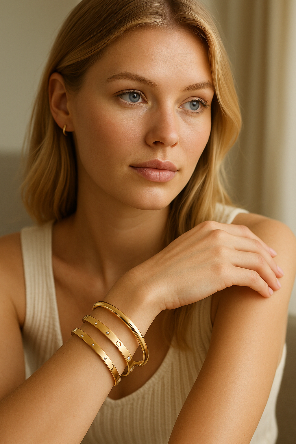 3pcs 18k gold plated stainless steel four leaf clover bracelets for party and daily wear inlaid cubic zirconia suitable for gifts for girls women friends weddings birthdays Valentine's Day (3-pieces)