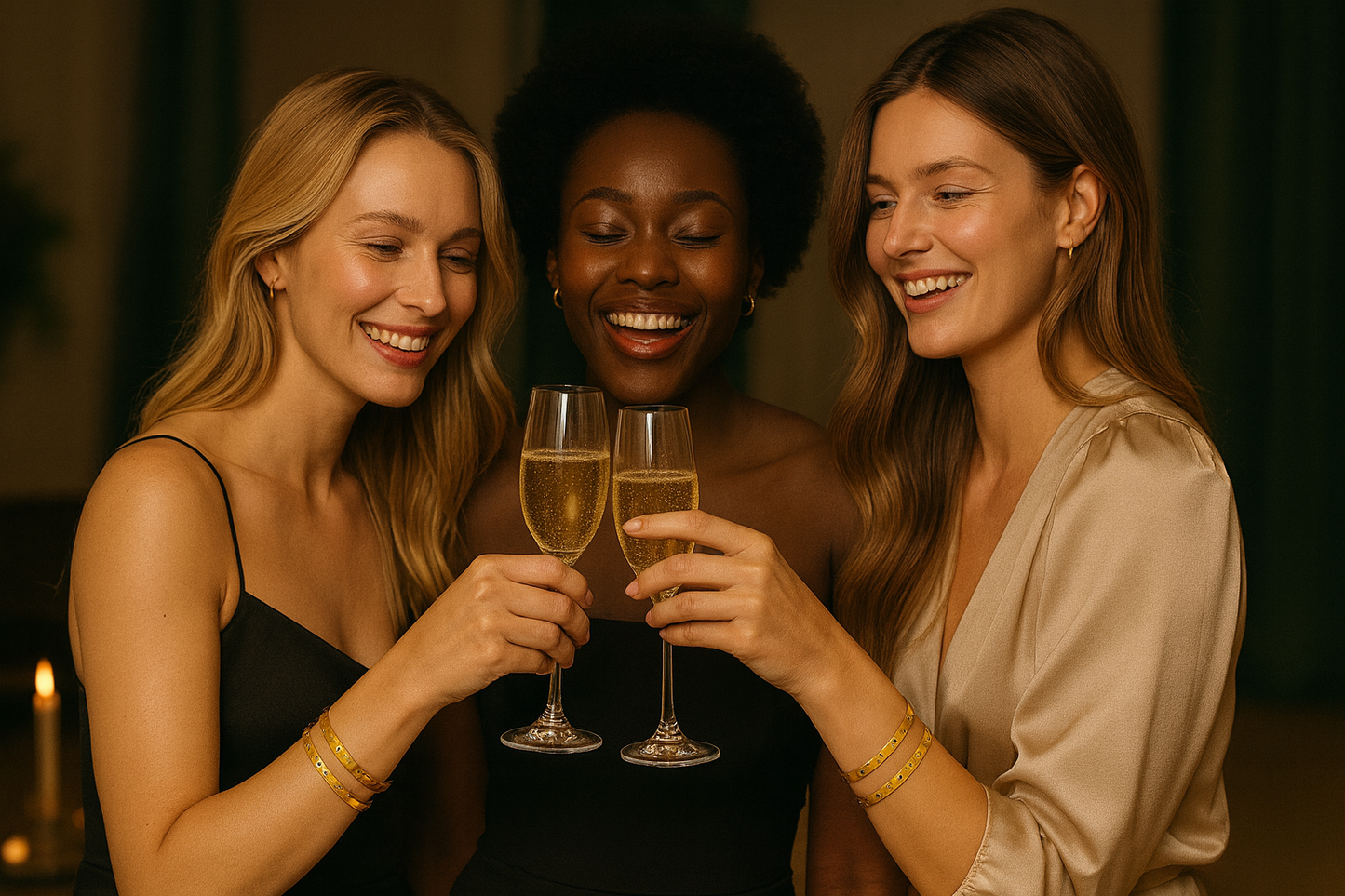 3pcs 18k gold plated stainless steel four leaf clover bracelets for party and daily wear inlaid cubic zirconia suitable for gifts for girls women friends weddings birthdays Valentine's Day (3-pieces)