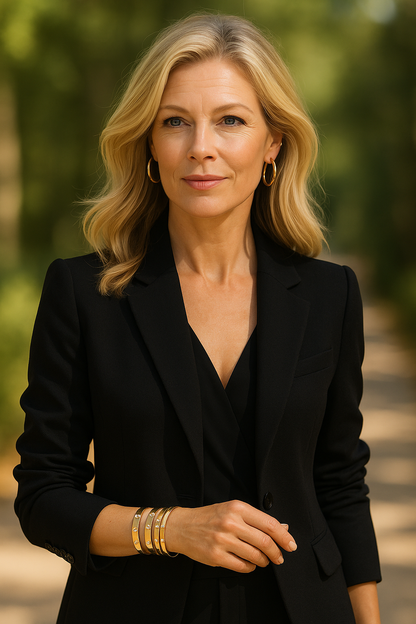 3pcs 18k gold plated stainless steel four leaf clover bracelets for party and daily wear inlaid cubic zirconia suitable for gifts for girls women friends weddings birthdays Valentine's Day (3-pieces)